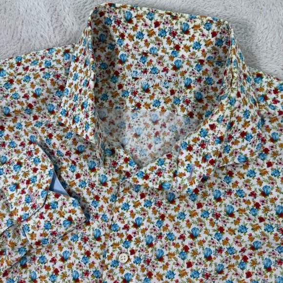 Holland & Sherry Button Down Shirt Long Sleeve Colorful Mens XL Floral Print EUC - Picture 1 of 8